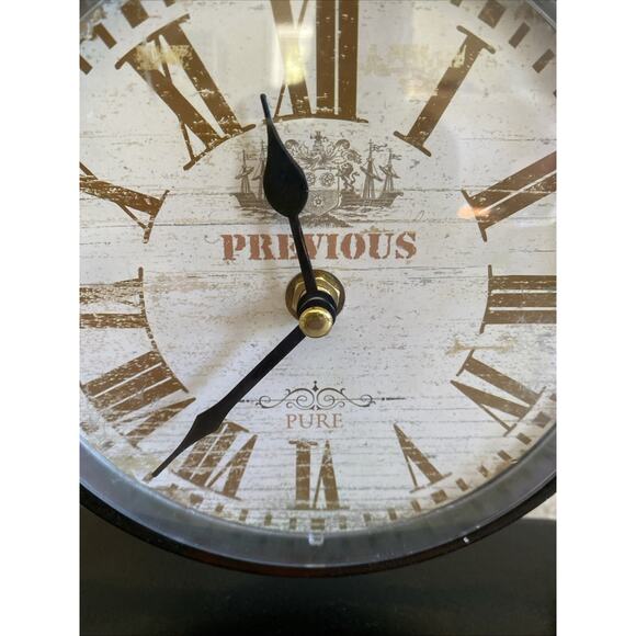 Wooden Desk Clock Roman Numerals Silent Non Tic 11" X 9" X 3" Inches Battery Op - Picture 2 of 9